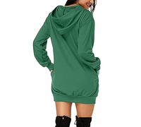 VEMOW Mujer Sudadera con Capucha Talla Grande Sudadera Vestido Manga Larga, San Valentín Casual Fiesta Informal Primavera Otoño Suelta Túnica Corazón de Amor Estampado Jersey Hoodie(M05 Verde,M)