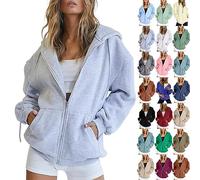 VEMOW Sudadera con Capucha de Cremallera Completa para Mujer Sudadera Deportiva de Corte Regular Sweatshirt de Manga Larga Blusa Oversize Chaqueta Jacket Fitness con Bolsillos Talla Grande(AB-Grey,M)