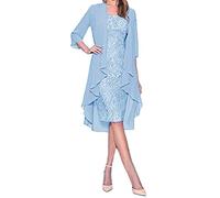 VEMOW Vestido Mujer Moda Dos piezas Encantador Color sólido Madre deColor sólido la novia Cordón Vestidos OtoñO Summer(Azul,L)