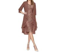 VEMOW Vestido Mujer Moda Dos piezas Encantador Color sólido Madre deColor sólido la novia Cordón Vestidos OtoñO Summer(café,3XL)