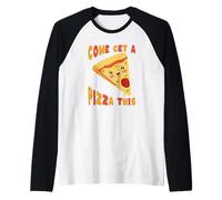 Ven a Buscar una Pizza Este Lindo y Divertido Kawaii Camiseta Manga Raglan