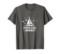 Ven a navegar Aventura náutica Velero Camiseta, Hombre, Asfalto, XXL