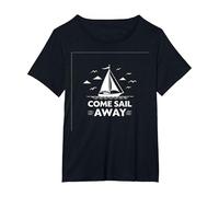 Ven a navegar Aventura náutica Velero Camiseta, Mujer Tallas Grandes, Negro, 3XL Grande