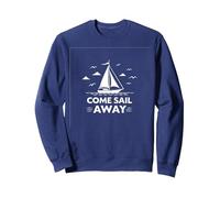 Ven a navegar Aventura náutica Velero Sudadera, Unisex para Adultos, Azul Marino, M
