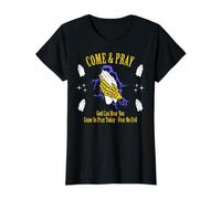 Ven y Ora, Dios Te Escucha, No Temas al Mal Camiseta gráfica económica, Mujer, Negro, S