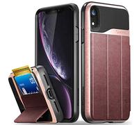 VENA Funda Cartera para iPhone XR, vCommute (Military Grade, Ranuras para Tarjetas) Carcasa de Cuero Case con Función de Soporte para Apple iPhone XR (6.1"-Inch) - Oro Rosa