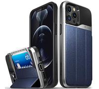 VENA vCommute Funda Cartera Compatible con Apple iPhone 12 Pro MAX (6.7"-Inch), (Military Grade, Ranuras para Tarjetas) Carcasa de Cuero Case con Función de Soporte - Azul