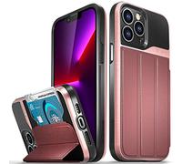 VENA vCommute Funda Cartera para Apple iPhone 13 Pro MAX (6.7"-Inch), (Military Grade, Ranuras para Tarjetas) Carcasa de Cuero Case con Función de Soporte - Oro Rosa