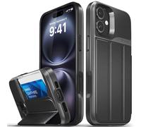 VENA vCommute Funda Cartera para Apple iPhone 16 Plus (6.7"), (Grado Militar, Ranuras para Tarjetas) Carcasa de Cuero Case con Función de Soporte - Negro