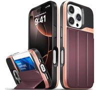 VENA vCommute Funda Cartera para Apple iPhone 16 Pro (6.3"), (De Calidad Militar, Ranuras para Tarjetas) Carcasa de Cuero Case con Función de Soporte - Rojo