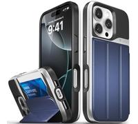 VENA vCommute Funda Cartera para Apple iPhone 16 Pro (6.3"), (De Calidad Militar, Ranuras para Tarjetas) Carcasa de Cuero Case con Función de Soporte - Azul