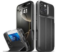 VENA vCommute Funda Cartera para Apple iPhone 16 Pro MAX (6.9"), (Military Grade, Ranuras para Tarjetas) Carcasa de Cuero Case con Función de Soporte - Negro