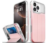 VENA vCommute Funda Cartera para Apple iPhone 16 Pro MAX (6.9"), (Military Grade, Ranuras para Tarjetas) Carcasa de Cuero Case con Función de Soporte - Rosa Pastel