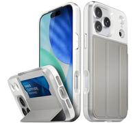 VENA vCommute Funda para iPhone 17 Pro MAX, [Protección contra caídas de Grado Militar], Carcasa de Cuero Tipo Cartera, Porta Tarjetas con Soporte - Beige