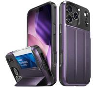 VENA vCommute Funda para iPhone 17 Pro MAX, [Protección contra caídas de Grado Militar], Carcasa de Cuero Tipo Cartera, Porta Tarjetas con Soporte - Morado