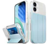 VENA vCommute Funda para iPhone 17, [Protección contra caídas de Grado Militar], Carcasa de Cuero Tipo Cartera, Porta Tarjetas con Soporte - Azul Pastel