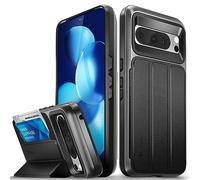 VENA vCommute - Funda Tipo Cartera Compatible con Google Pixel 8 Pro (2023), protección contra caídas de Grado Militar, Funda de Piel con Tapa y Ranura para Tarjetas con Soporte, Color Gris