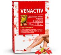 Venactiv con castaño de Indias y vid roja, 60 cápsulas, DietMed | Piernas ligeras - Castaño de Indias - Vid roja y centella - Rusco - Vitamina C
