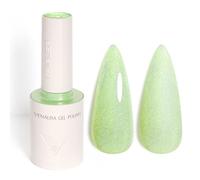 VENALISA Esmaltes Semipermanentes de Uñas en Gel Glitter Verde Claro Light Green Glitter Pintauñas Semipermanentes UV LED de Larga Duración Apto Para Principiantes Manicura 10ml