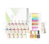 VENALISA Esmaltes Semipermanentes para Uñas 18 Color Juego de esmalte uñas UV Gel Esmalte Blanco Rosa Azul Púrpura Marrón con capa superior y base para gel salón, diseño iniciación manicura V5