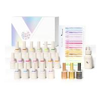 VENALISA Esmaltes Semipermanentes para Uñas 18 Color Juego de esmalte uñas UV Gel Esmalte Blanco Rosa Azul Púrpura Marrón con capa superior y base para gel salón, diseño iniciación manicura V1