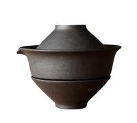 VENBER Juego de té de Viaje Kung Fu, Tetera de cerámica, Tetera para Hacer té, Taza de té Gaiwan para Puer, 1 tazón, 2 Tazas, Juego de té Retro, vajilla de cerámica cruda,A