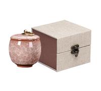 Vencede Urnas de cerámica artesanales para mascotas, urnas de cremación, urnas de cerámica, cenizas conmemorativas de recuerdo, hermoso recuerdo de cenizas, cerámica sellada (beige)