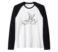 Vencejo Arte Lineal Observador Aves Camiseta Manga Raglan