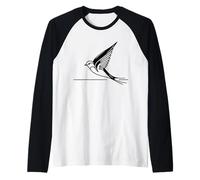 Vencejo Arte Lineal Ornitólogo Camiseta Manga Raglan