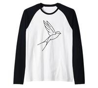 Vencejo Arte Lineal Ornitólogo Camiseta Manga Raglan