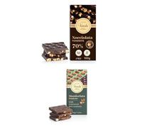 Venchi - 2 Tabletas, Tableta Nocciolata Negra 70% con Cacao de Sudamérica y “Avellana Piamonte IGP” Entera Y Tableta de Chocolate Negro con Almendras, Sin Gluten, Sin Colorantes y Sin Conservantes