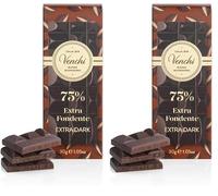 Venchi - Mini Tableta de Chocolate Extra Fondant 75%, 30 g - Con Mezclas de Cacao Seleccionadas - Sin Gluten - Vegano (Paquete de 2)