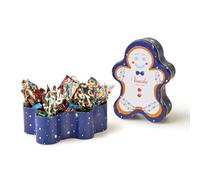 Venchi, Muñeco de Jengibre en Lata, 6 Bombones, Sin Gluten, 80 g | Bombones Cream&Crunchy Negro, Chocobiscuit y Nougatine, Colección Vintage Dream, Decoración Navideña, Idea de Regalo
