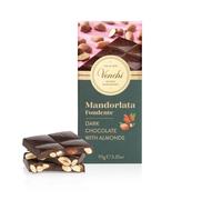 Venchi - Tableta Almendrada Chocolate Negro, 95 g, Sin Gluten, Sin Colorantes y Sin Conservantes