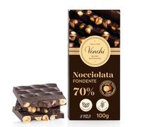 Venchi - Tableta de Chocolate Negro 70% con Avellanas, 95 g, con "Avellana Piamonte" Entera, Sin Gluten, Sin Colorantes y Sin Conservantes