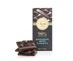 Venchi - Tableta Extra Negra 90%, Masas de Cacao Seleccionadas, 70 g, Vegano, Sin Gluten, Sin Colorantes y Sin Conservantes