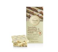 Venchi - Tableta Nocciolata Blanco Salado, con exclusivamente “Avellana Piamonte IGP”, Almendras y Pistachos Salados, 100 g, Sin Gluten, Sin Colorantes y Sin Conservantes