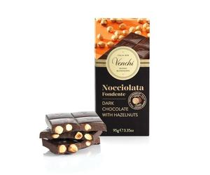 Venchi - Tableta Nocciolata Negra, 100 g, con “Avellana Piamonte IGP” Entera, Sin Gluten, Vegano, Sin Colorantes y Sin Conservantes