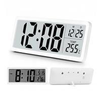 Venchin Reloj de Pared Digital, 20CM Reloj de Pared a Pilas, Temperatura, 12H/24H, Wall Clock, Pequeños Relojes de Pared silenciosos para salón, Cocina, Dormitorio, Oficina - Blanco