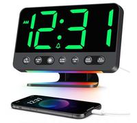 Venchin Reloj Despertador Digital Inteligente 5 Options Sonidos Suave Naturaleza USB Recargable Port 12H/24H 110dB Loud Despertador Silencioso sin Tic TAC Infantil niña niño - Verde