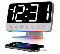 Venchin Reloj Despertador Digital Inteligente 5 Options Sonidos Suave Naturaleza USB Recargable Port 12H/24H 110dB Loud Despertador Silencioso sin Tic TAC Infantil niña niño - Silver