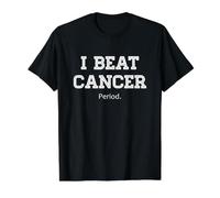 Vencí al cáncer. Punto. Divertido sobreviviente de cáncer Camiseta gráfica económica, Hombre, Negro, L
