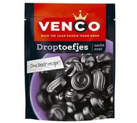 Venco Droptoefjes 225g I Gotas de regaliz dulce suave de los Países Bajos I Regaliz holandés I Zoete en zachte Drop de Holanda