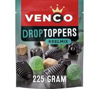 Venco DropToppers Keelmix 225 g I Regaliz con mentol I Mezcla de regaliz I Honingdrop, mentol Kruisdrop, Eucamenthol & Griotten I Holland I Países Bajos
