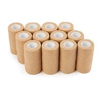 Venda Cohesiva 10cm x 4.5m - 12 Rollos Vendas Autoadhesivas, Venda Elástica Adhesiva para Deportes, Mascotas (Beige)