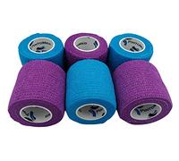 Venda Cohesiva - 3 AZUL CLARO + 3 PURPURA - 6 rollos x 5cm x4,5m autoadhesivo flexible vendaje, primeros auxilios, lesiones, embalados individualmente