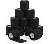 Venda cohesiva 5cm x 4.5m deportivo cohesivo cinta 12Rollos vendas autoadhesiva,vendaje adhesivo,venda de agarre de tatuaje para primeros auxilios,deportes y accesorios de agarre de tatuaje (negro)