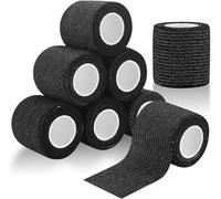 Venda Cohesiva Autoadherentes, 8 Rollos 2" x 4.5 Yardas Vendaje de Cinta Veterinario Elástico Autoadhesivo, Cinta Cohesiva Envoltura de Veterinario, Negro para Mascota Perro Gato