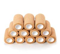 Venda Cohesiva Vendas Autoadhesivas 7.5cm X 4.5m (12 rollos), Cinta Autoadhesiva para Primeros Auxilios, Protección Deportiva, Esguinces e Inflamación (Beige)