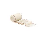 Venda Crepe Elástica con Borde Tejido (24 UNIDADES) 5 cm x 4 Mts RACLAC® larga suave de primeros auxilios, envoltura individual con clip metalico